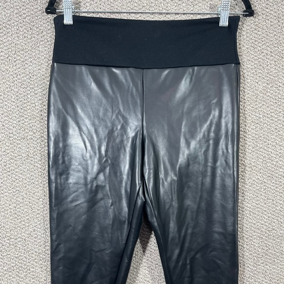 Red Hot Spanx Leggings Womens Large Black Faux Leather Pull On High Rise Stretch - Picture 2 of 10